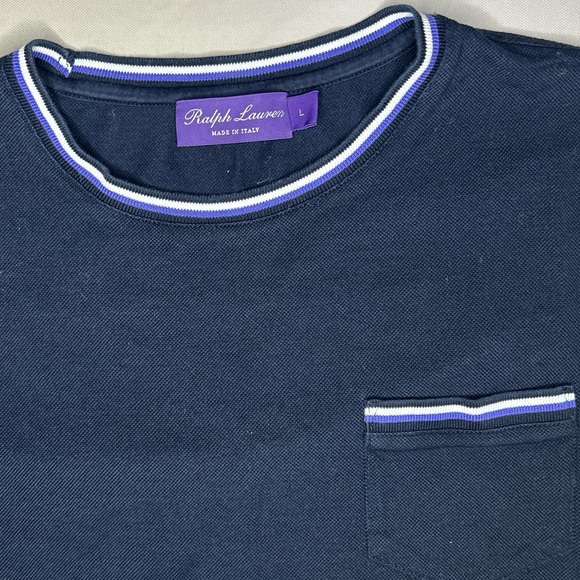 Ralph Lauren Purple Label Tops - Ralph Lauren Purple Label Navy Blue Pocket Shirt Large Made In Italy